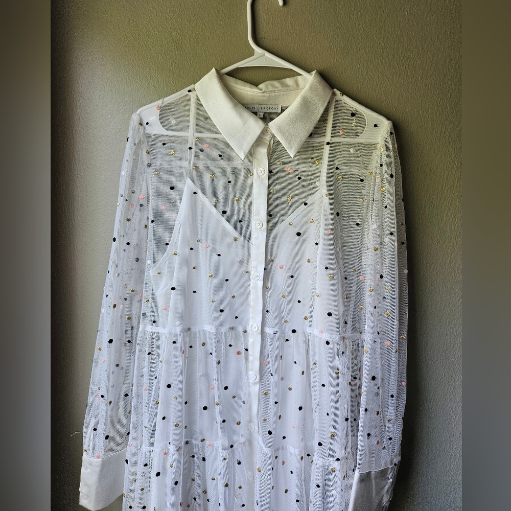 English Factory Sheer White Maxi Dress Large - Picture 6 of 8